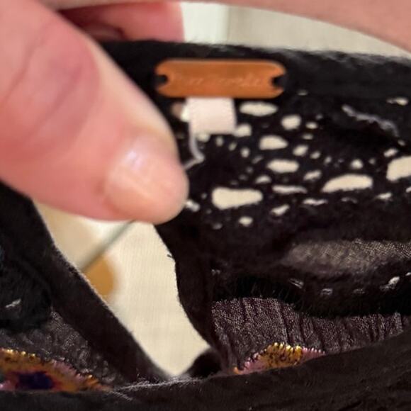 FREE PEOPLE Perfectly Victorian Floral Embroider Ruffle Sleeve Mini Dress S Boho - Picture 5 of 8